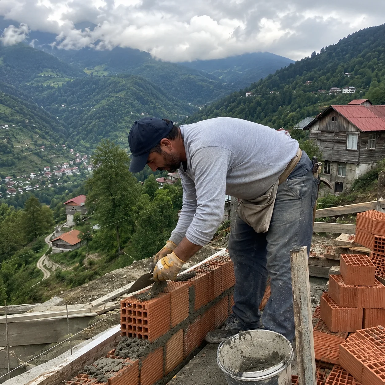 rize tuğla ve briket dizme, rize duvar ustası